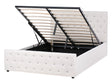 Bed Frame Beige Polyester Fabric Upholstery with Storage EU Double Tufted Headboard Bedroom Furniture Beliani