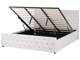 Bed Frame Beige Polyester Fabric Upholstery with Storage EU Super King Tufted Headboard Bedroom Furniture Beliani