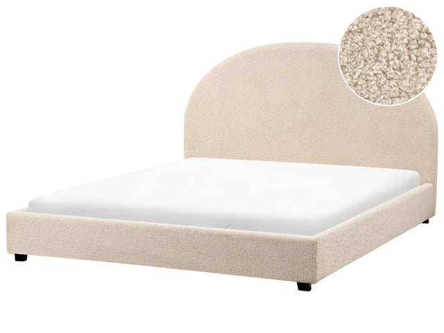 Waterbed Beige Polyester Fabric Boucle EU King Size 5ft3 Minimalist Retro Design Beliani