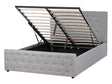 Bed Frame Light Grey Polyester Fabric Upholstery with Storage EU Double Tufted Headboard Bedroom Furniture Beliani