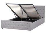 Bed Frame Light Grey Polyester Fabric Upholstery with Storage EU King Tufted Headboard Bedroom Furniture Beliani