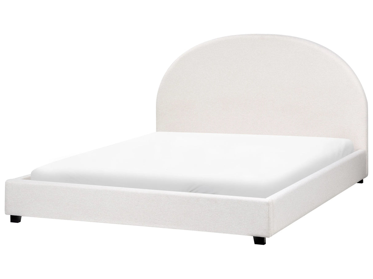 Bed Off-White Polyester Fabric EU King Size 5ft3 Minimalist Retro Design Beliani