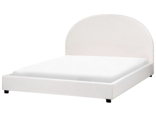 Bed Off-White Polyester Fabric EU King Size 5ft3 Minimalist Retro Design Beliani