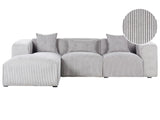 Right Hand Corner Sofa Light Grey Corduroy Upholstery 3 Seater Extra Scatter Cushions Modern Beliani