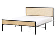 EU Double Size 4ft6 Black Iron Slatted Frame PE Rattan Viennese Braid Headboard Contemporary Beliani