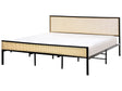 EU Super King Size Black Iron Slatted Frame PE Rattan Viennese Braid Headboard Contemporary Beliani