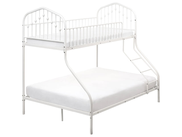 Single over Double Bunk Bed White Iron High Sleeper Children Kids Bedroom Beliani