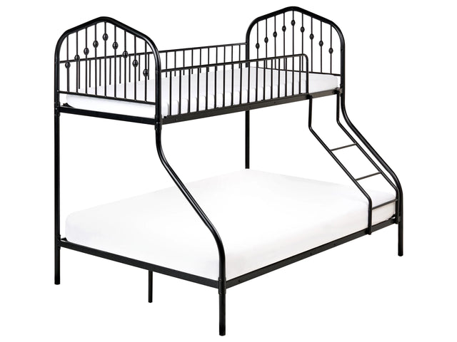 Single over Double Bunk Bed Black Iron High Sleeper Children Kids Bedroom Beliani