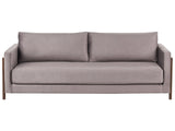 Sofa Bed Taupe Polyester Fabric Upholstery Birch Wood Dark Brown Legs with Sleeping Function Living Room Bedroom Beliani