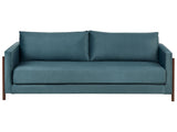 Sofa Bed Green Polyester Fabric Upholstery Birch Wood Dark Brown Legs with Sleeping Function Living Room Bedroom Beliani