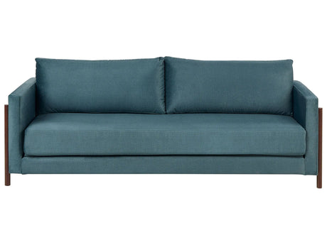 Sofa Bed Green Polyester Fabric Upholstery Birch Wood Dark Brown Legs with Sleeping Function Living Room Bedroom Beliani