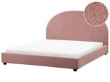Bed Pastel Pink Polyester Boucle EU King Size 5ft3 Minimalist Retro Design Beliani
