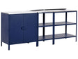 3 Piece Outdoor Kitchen Set Blue Stainless Steel 2 Storage Islands Cabinet Outdoor Kitchen Cooking Station Beliani