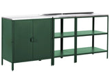 3 Piece Outdoor Kitchen Set Green Stainless Steel 2 Storage Islands Cabinet Outdoor Kitchen Cooking Station Beliani
