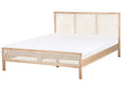 Bed Light Brown Pine Wood EU King Size 5ft3 with Headboard Viennese Braid Slatted Base Minimalistic Rustic Style Beliani