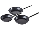 Set of 3 Frying Pans Black  Aluminium Ceramic Coat Non-Stick with Handles in 3 Sizes Beliani