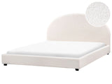 Bed Off-White Polyester Boucle EU Super King Size 6ft Minimalist Retro Design Beliani