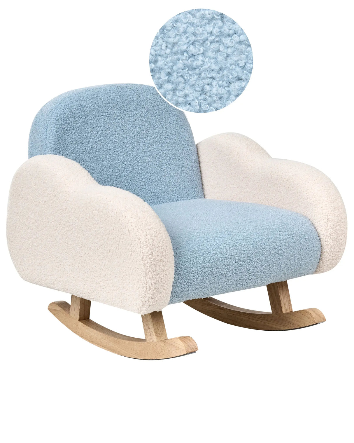 Kids Size Rocking Chair Light Blue Boucle Indoor Beliani