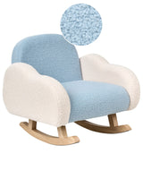 Kids Size Rocking Chair Light Blue Boucle Indoor Beliani