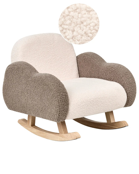Kids Size Rocking Chair Beige Boucle Indoor Beliani