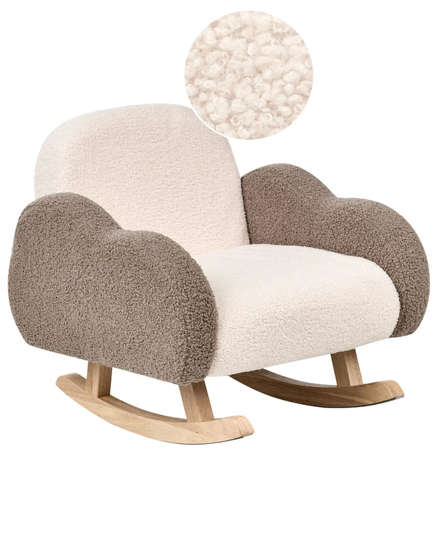 Kids Size Rocking Chair Beige Boucle Indoor Beliani