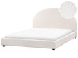 Bed Boucle Off-White EU King Size 5ft3 Minimalist Retro Design Beliani