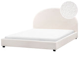 Bed Boucle Off-White EU King Size 5ft3 Minimalist Retro Design Beliani