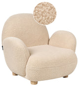 Kids Armchair Beige Boucle Upholstery Wooden Legs Children Chair Beliani