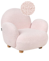 Kids Armchair Pastel Pink Boucle Upholstery Wooden Legs Children Chair Beliani