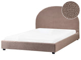 Bed Taupe Polyester Boucle EU Double Size 4ft6 Minimalist Retro Design Beliani