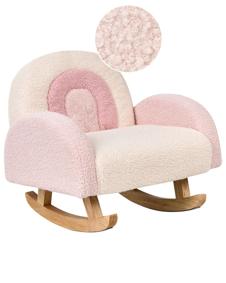 Kids Size Rocking Chair Pink Boucle Indoor Beliani