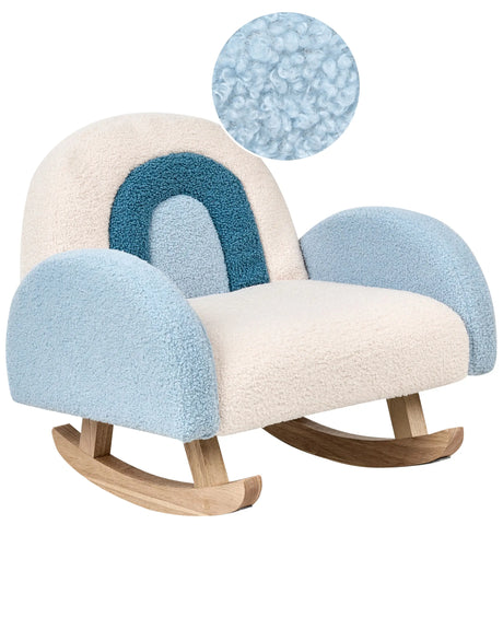 Kids Size Rocking Chair Light Blue Boucle Indoor Beliani