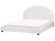 Bed Off-White Polyester Fabric EU Super King Size 6ft Minimalist Retro Design Beliani