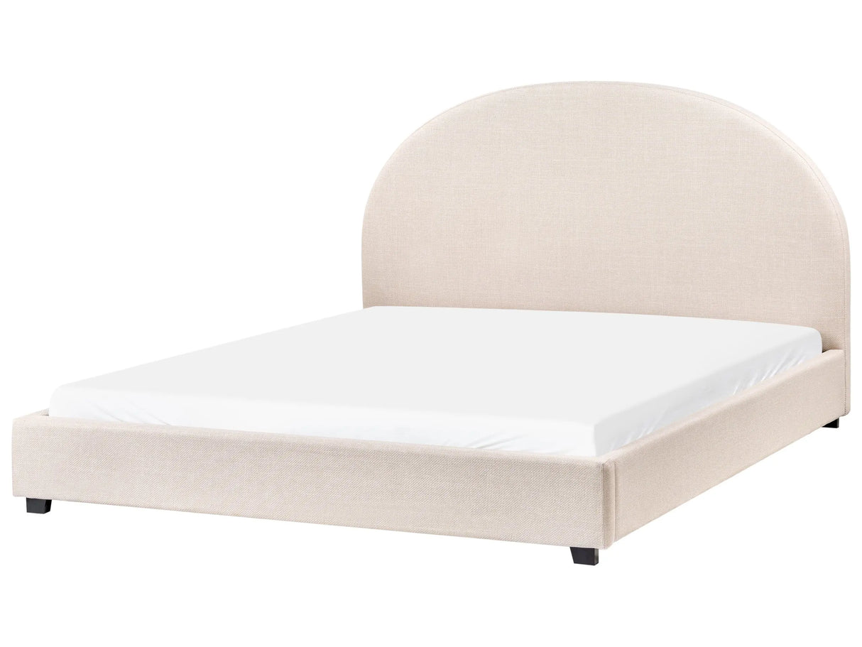 Bed Light Beige Polyester Fabric EU King Size 5ft3 Minimalist Retro Design Beliani