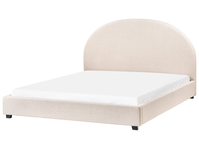 Bed Light Beige Polyester Fabric EU King Size 5ft3 Minimalist Retro Design Beliani