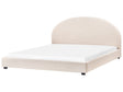 Bed Light Beige Polyester Fabric EU Super King Size 6ft Minimalist Retro Design Beliani