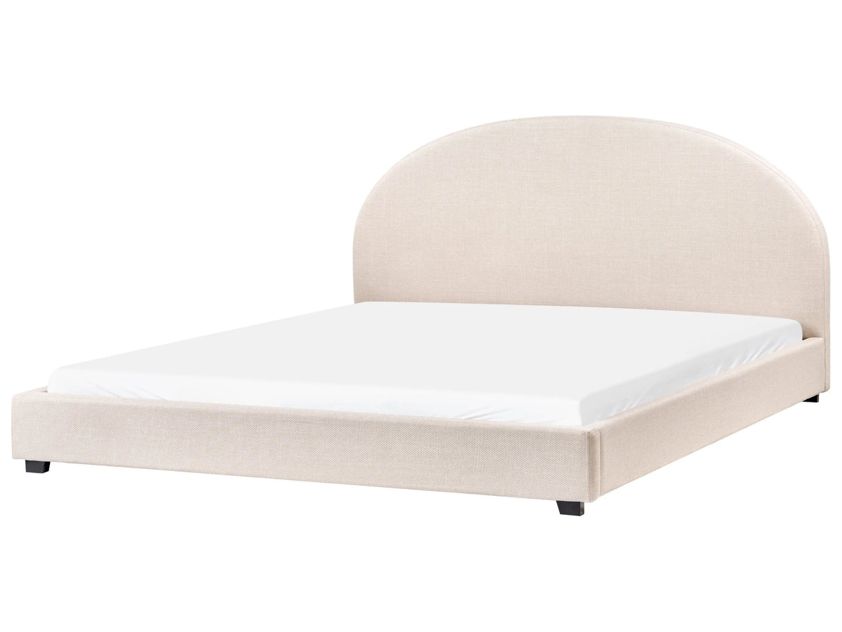 Bed Light Beige Polyester Fabric EU Super King Size 6ft Minimalist Retro Design Beliani