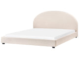 Bed Light Beige Polyester Fabric EU Super King Size 6ft Minimalist Retro Design Beliani