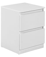 Bedside Table White Particle Board 2 Storage Drawers Scandinavian Design Bedroom Beliani