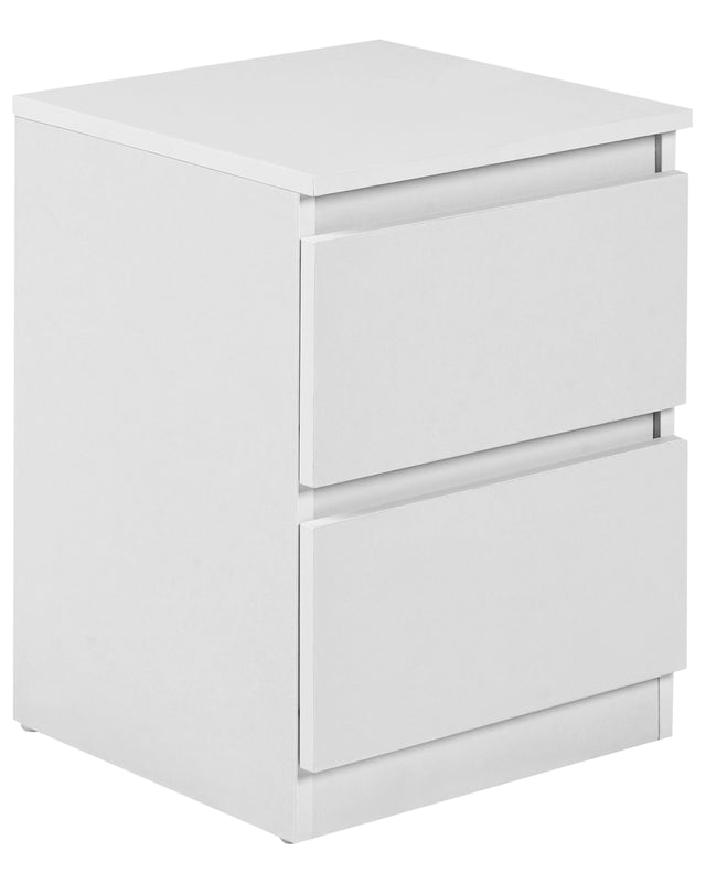 Bedside Table White Particle Board 2 Storage Drawers Scandinavian Design Bedroom Beliani