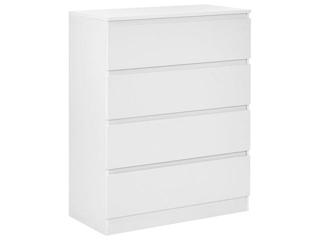 Chest of Drawers White Particle Board 4 Drawers 100 x 80 cm Living Room Bedroom Hallway Scandinavian Design Beliani