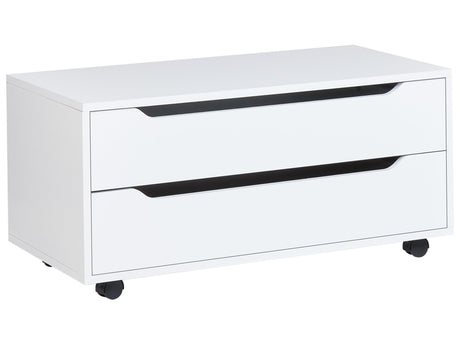 Bathroom Cabinet White MDP Synthetic Material Wheels Drawers Storage Bathroom Furniture Beliani