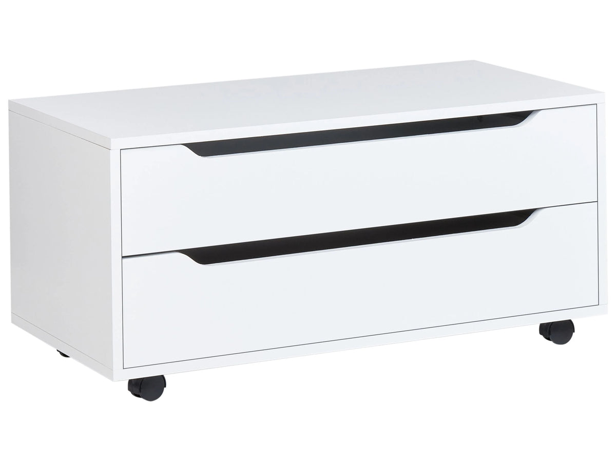 Bathroom Cabinet White MDP Synthetic Material Wheels Drawers Storage Bathroom Furniture Beliani