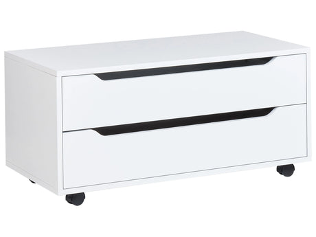 Bathroom Cabinet White MDP Synthetic Material Wheels Drawers Storage Bathroom Furniture Beliani