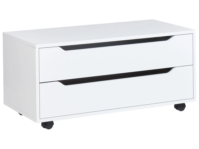 Bathroom Cabinet White MDP Synthetic Material Wheels Drawers Storage Bathroom Furniture Beliani