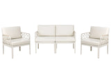 4 Seater Garden Sofa Set Light Beige Synthetic Frame Outdoor Armchairs 2 Seater Sofa with Cushions Modern Style Beliani