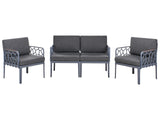 4 Seater Garden Sofa Set Dark Grey Synthetic Frame Outdoor Armchairs 2 Seater Sofa with Cushions Modern Style Beliani