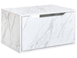 Bathroom Wall Mounted Washbasin Cabinet White Particle Board Marble Effect Pre-Cut Holes for Basin Beliani