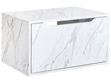 Bathroom Wall Mounted Washbasin Cabinet White Particle Board Marble Effect Pre-Cut Holes for Basin Beliani