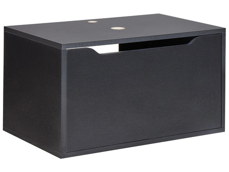 Bathroom Wall Mounted Washbasin Cabinet Black Particle Board Pre-Cut Holes for Basin Beliani